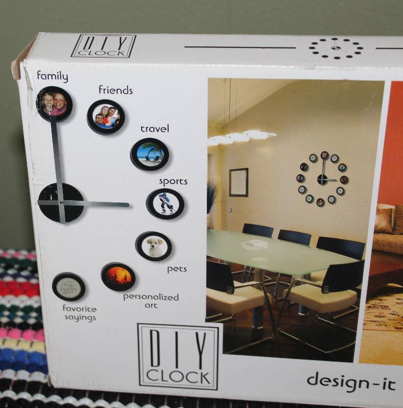 lot 8576 image: Wall Decoration Clock w Photo Frames - Design It Yourself Custom Clock- COOL