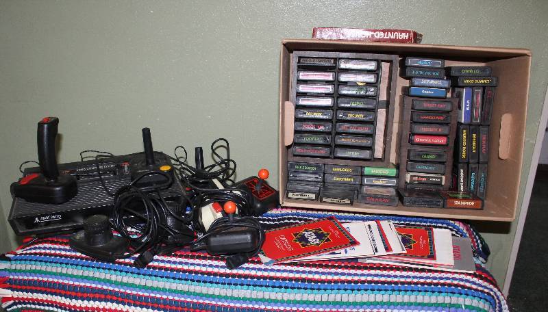 lot 8577 image: Lot of Atari Gaming - Atari 2600 Unit - Controllers and Game Cartridges - See Pics