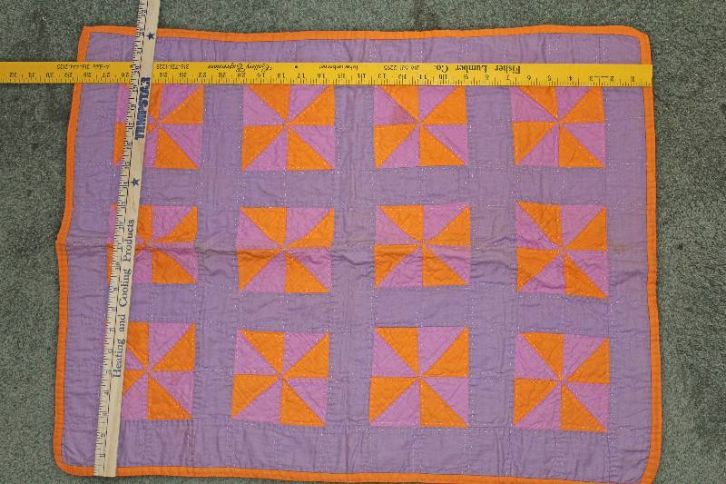 lot 8663 image: Purple, Pink, and Orange QuiltReceiving Blanket - Neat
