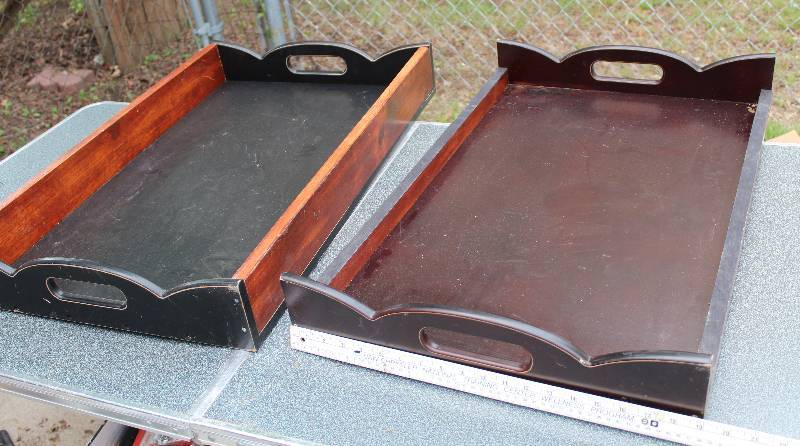 lot 8744 image: 2 Large Wood Serving Trays