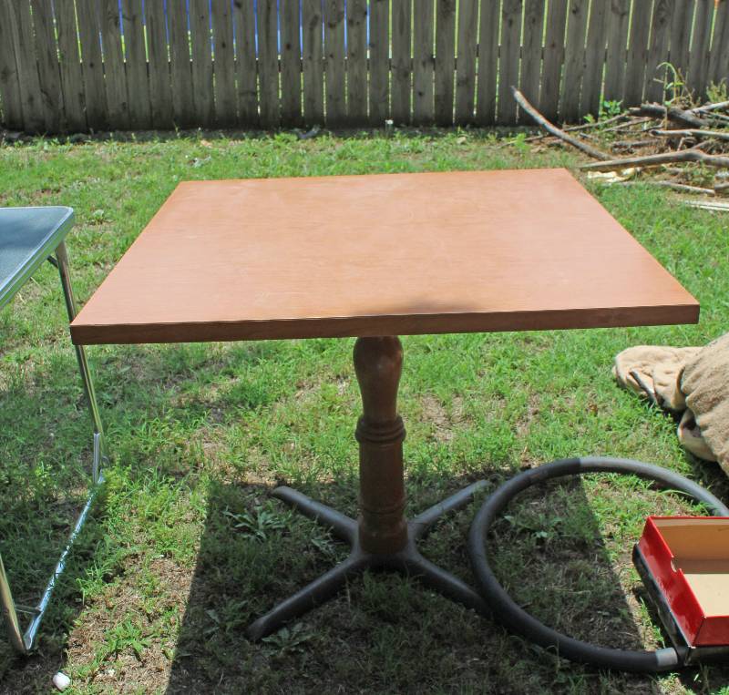 lot 8782 image: Small Brown Table - Great for Get Togethers