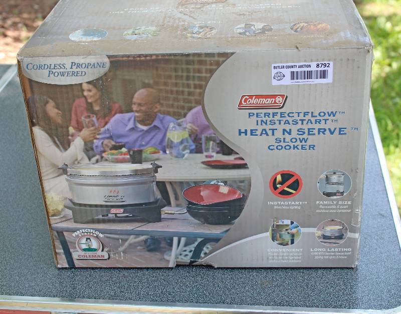 lot 8792 image: Coleman PerfectFlow InstaStart Heat n Serve Slow Cooker