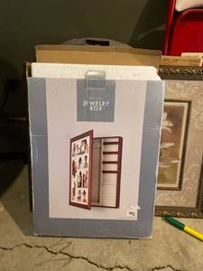 lot 20 image: wall photo frame wood jewelry box- cloth lined