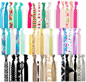 lot 7429020 image: 79STYLE 50pcs Elastic Hair Ties No Crease Ouchless Cute Print Ribbon Ponytail Holders Braid Soft Fabric Yoga Twist Cute Hair Ties Hair Accessories Hand Knotted Fold Over Solid Colors (50