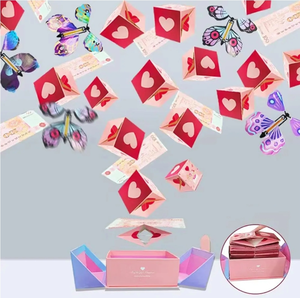 lot 7429033 image: Surprise Bounce Gift Box for Cash - Valentine Explosion Gift Box, Birthday Bounces Pink Packet Box, Foldable Fashionable Bounces Case (12 Boxes - �Blue)