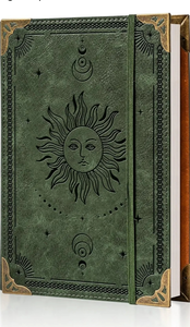 lot 7429051 image: PU Leather A5 Binder 6 Ring Refillable Journal 100 GSM 240 Pages Refill Paper Include A5 Planner Binder Loose Leaf Binder Notebook 5.7x8.3��, Green Sun