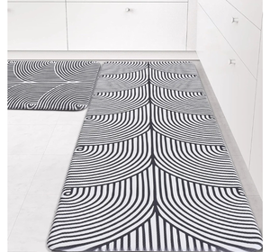 lot 7429060 image: Modern Black and White Geometric Pattern Runner Rug
