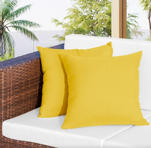 lot 7429096 image: Easy-Going 18x18 inch Pack of 4 Outdoor Waterproof Pillow Covers Only Patio Throw Pillowcase Yellow