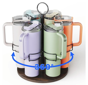 lot 7429114 image: Organizer Holder for Stanley 40 oz Water Bottle,6 Slots Rotatable Organizer Holder with Handle,Movable Kitchen Organizers and Storage for Stanley Cup Accessories (Black)