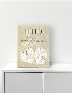 lot 7429116 image: Hello Autumn White Pumpkins Canvas Wall Art