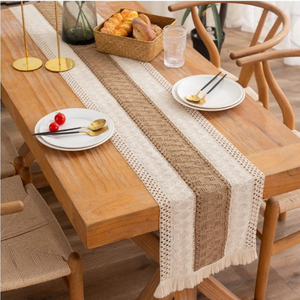 lot 7429121 image: Christmas Macrame Table Runners 72 Inches Long - Boho Burlap Table Runner with Tassels Rustic Farmhouse Fall Table Runner Home Decor for Dining Room Bedroom Decor Wedding Bridal Shower