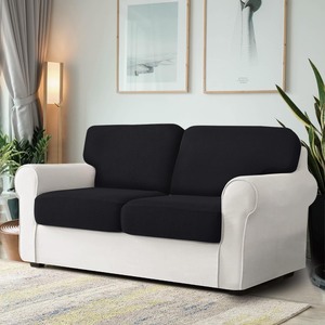 lot 7429134 image: WINCREW Stretch Soft Couch Cover - Washable Sofa Slipcover for Separate Cushion Couch - Elastic Furniture Sofa Cover - 4 Pcs (Double, Navy Blue)