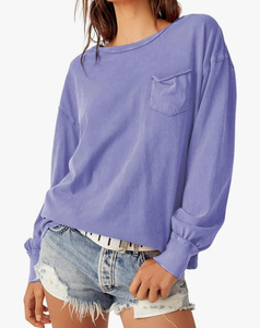 lot 7429137 image: Allimy Womens Fall Fashion 2025 Crewneck Distressed T Shirts Long Sleeve Tops Pocket Tee Small