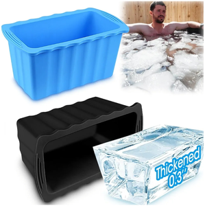 lot 7429138 image: 2Pcs 12LB Extra Large Ice Block Mold,Thick Giant Ice Block Cube Molds for Ice Bath Reusable Silicone Big Ice Cubes Trays Ice Bricks Maker for Cold Plunge Cooler Chiller Freezer Accessories,BlueBlack