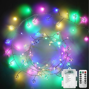 lot 7429143 image: Fairy Lights Battery Operated, 5.2Ft 80LED Cluster Lights Waterproof Firecracker Starry String Lights for DIY Wreath Home Weeding Indoor Outdoor Christmas Decorations, Multicolor