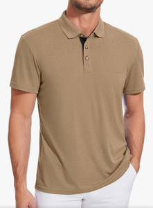 lot 7429145 image: Polo Shirts for Men Basic Short Sleeve Shirt Button Solid Color Casual Tees Golf Stylish Tops Large