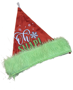 lot 7429150 image: 1 Pc Fuzzy Brim Adult Unisex Red and Green Christmas Santa Hat Oh Snap Funny Christmas Hat Santa Costume Hat Green