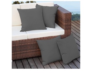 lot 7429164 image: Easy-Going 16x16 inch Pack of 4 Outdoor Waterproof Pillow Covers Only Patio Throw Pillowcase Grey