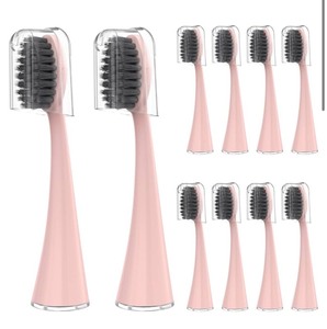 lot 7429175 image: YUNCHI Replacement Toothbrush Heads for Burst Electric Toothbrush Adults with Dust Cover Caps, Soft Charcoal Bristles for Deep Cleaning, Plaque Removal and Whiting Teeth, 10 Count, Rose Gold