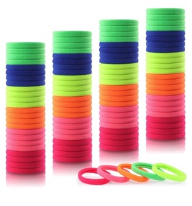 lot 7429181 image: 80PCS 2 Inches Fluorescent Hair Ties for Women Girls, Sublaga Seamless Thick Fluorescent Hair Band, Elastic Hair Ties No Damage Ponytail Holder (Fluorescent color)