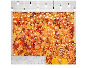 lot 7429190 image: INRUI Fall Forest Maple Leaves Photography Background Fall Scene Harvest Thanksgiving Holiday Party Photo Backdrop (8x6FT)