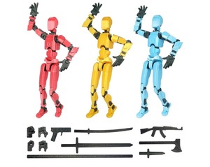 lot 7429194 image: 3D Printed Action Figure, Robot Toys with Full Articulation for Stop Motion Animation(3 pcs, Blue Red Gold)