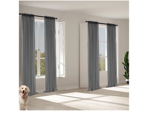 lot 7429195 image: Curtains 120 Inches Long 2 Panels, Extra Long Gery Sheer Rod Pocket Soft Light Flitering, Drapes for Livingroom,Bedroom,Ceiling to Floor Length 37x120