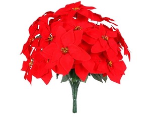lot 7429197 image: Poinsettias Artificial Christmas Flowers Decorations - 4 Pcs Artificial Red Poinsettia Flowers for Christmas Tree,Fake Poinsettia 7.87 with Stems 7 Heads Big Red Flowers for Home Xmas Tree Decor