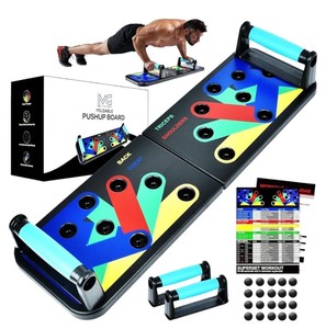 lot 7429204 image: MG Push Up Board for Men & Women, Multi-Function Foldable Press Board, Muscle max Push Up Handles, Fitness Strength & Exercise Training Equipment for Home Workout with 2 BONUS Accessories (5x Resistance Bands & Jump Rope)