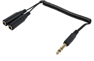 lot 7429222 image: CERRXIAN 14 inch Stereo Splitter Y Cable, 6.35mm Stereo Male Plug to Dual 6.35mm Stereo Female Jack Audio Coiled Cable (6.35m-2x6.35f)