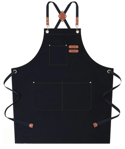 lot 7429252 image: AFUN Chef Aprons for Women Men with Large Pockets, Cotton Canvas Cross Back Water Repellent Work Apron, Size M to XXL (Black)
