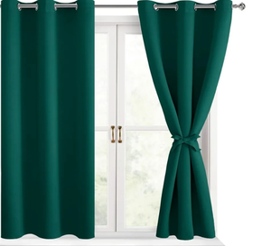 lot 7429257 image: FY FIBER HOUSE Short Full Blackout Curtains,Modern Heat Insulated Curtains & Drapes,Small Window Curtain for Bedroom or Living Room,Set of 2 Panels(42 x 63 Inch,Dark Green)