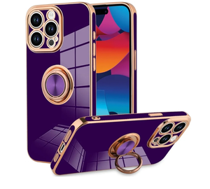 lot 7429267 image: KANGHAR Phone Case Compatible with iPhone 15 Pro for Women Girls, Plating Built-in 360 Rotation Magnetic Ring Kickstand Holder Soft Slim Shockproof Bumper Protective Cover (Dark Purple)