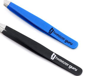 lot 7429283 image: 2pc Slant Pointed Precision Tweezers for Eyebrows, Ingrown Hairs, Blackheads - Sharp Needle Nose for Plucking, Splinters