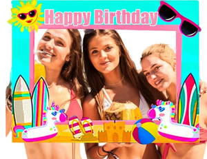 lot 7429286 image: JeVenis Pink Pool Party Birthday Photo Booth Props Pool Birthday Party Supplies Splish Splash Birthday Decoration Beach Party Supplies Swimming Pool Summer Party Birthday Decoration