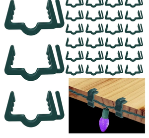 lot 7429292 image: Christmas Light Hangers Clips 78 inch Fascia Board Clips Hooks Deck Light Clips Holiday Light Clip for Christmas Decoration Roof Gutter Fence in Thickness from 34 to 78, Green, 200 PCS