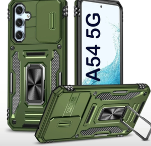 lot 7429294 image: PASNEW for Samsung Galaxy A54 5G Case,Galaxy A54 Case with Kickstand Camera Cover Slide,Military Rugged Heavy Duty Shockproof Shell A54 5G Phone Cases,Olive Green