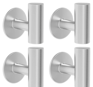 lot 7429299 image: 4 Pack Adhesive Towel Hooks for Bathroom, Waterproof Wall Mount Towel Holder, Brushed Nickel Silver Wall Robe Hook,Stainless Steel Heavy Duty Door Hanger Towel Hook for Kitchen, Bedroom, Hotel