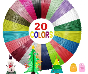 lot 7429300 image: 3D Pen PLA Filament Refills, 20 Colors 1.75mm 3D Pencil Printing Threads, Each 16.4 Feet, Total 328 Feet, Compatible with MYNT3D, PIKA3D and SCRIB3D Pens, Packed with 2 Finger Caps