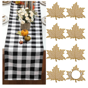 lot 7429348 image: 9 Pcs Thanksgiving Fall Table Runner and Placemats Set, 14 x 72 Inch Autumn Table Runner Truck Pumpkin Maple Fall Placemats Thanksgiving Decorations for Kitchen Dining Table(Maple Leaf)