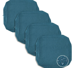 lot 7429349 image: PureFit Waterproof Outdoor Cushion Covers Replacement for Patio Furniture Chair Seat Cushion Covers 22x20 inch for Outdoor Furniture Garden Backyard with Zipper, 4 Pack SLIPCOVERS ONLY, Teal