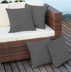 lot 7429365 image: Easy-Going 16x16 inch Pack of 4 Outdoor Waterproof Pillow Covers Only Patio Throw Pillowcase Grey