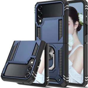 lot 7429387 image: LeYi for Galaxy Z Flip 4 5G Case, Samsung Z Flip 4 5G Phone Case with Magnetic Ring Stand for Men Boys, Heavy Duty Protective Shockproof Case for Samsung Galaxy Z Flip 4 5G, Blue