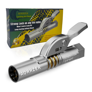 lot 7429402 image: AORRZER Air Chuck, Strong Lock on Tire Air Chucks, Rated to 150 PSI Quick Release Inflatable Locking Air Chucks, for Tire Inflator 14 NPT, Wont Leak or pop Off, Long-lasting Inflate - Open Flow