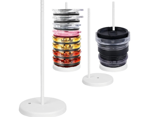 lot 7429403 image: Tumbler Lid Organizer,Cluttered Kitchen Cabinets Countertops Lids Organization,Dual-Hole Space-Saving Design Storage for Stanley & YETI Lids,Stable Vertical Lid Holder for Up to10 Lids,Metal