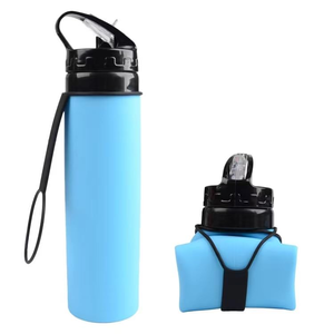 lot 7429407 image: MoNing Collapsible Water Bottles 20oz, Leak Proof, BPA-Free, Foldable Silicone Travel Water Bottle for Cycling, Hiking, Outdoors Sapphire Blue