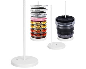 lot 7429410 image: Tumbler Lid Organizer,Cluttered Kitchen Cabinets Countertops Lids Organization,Dual-Hole Space-Saving Design Storage for Stanley & YETI Lids,Stable Vertical Lid Holder for Up to10 Lids,Metal