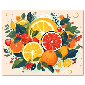 lot 7429419 image: TUMOVO Fruit Paint by Number for Adults, Lemon Paint by Numbers, DIY Oil Painting on Canvas, Grapefruit Drawing Paintwork with Brushes and Pigment Crafts Art, 16x20 Inch