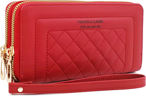 lot 7429423 image: PORT&LOTUS Wristlet Wallet for Women with Cash Coin Credit Card Slot PU Leather Wallet Purse for Women Blue