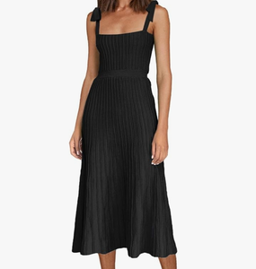 lot 7429441 image: AGSEEM Womens 2024 Summer Maxi Dresses Tie Spaghetti Strap Square Neck Ribbed Knit Dress